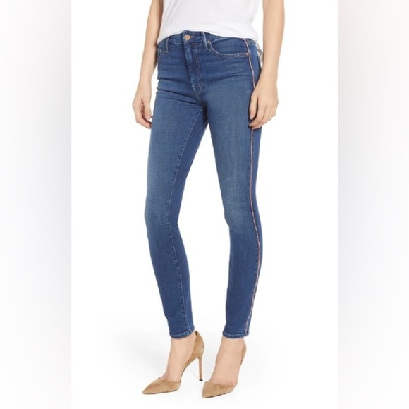 Mother LOOKER HIGH-RISE PIPED SKINNY JEANS IN WHAT I HAD BEFORE I HAD YOU 27 - Picture 1 of 10